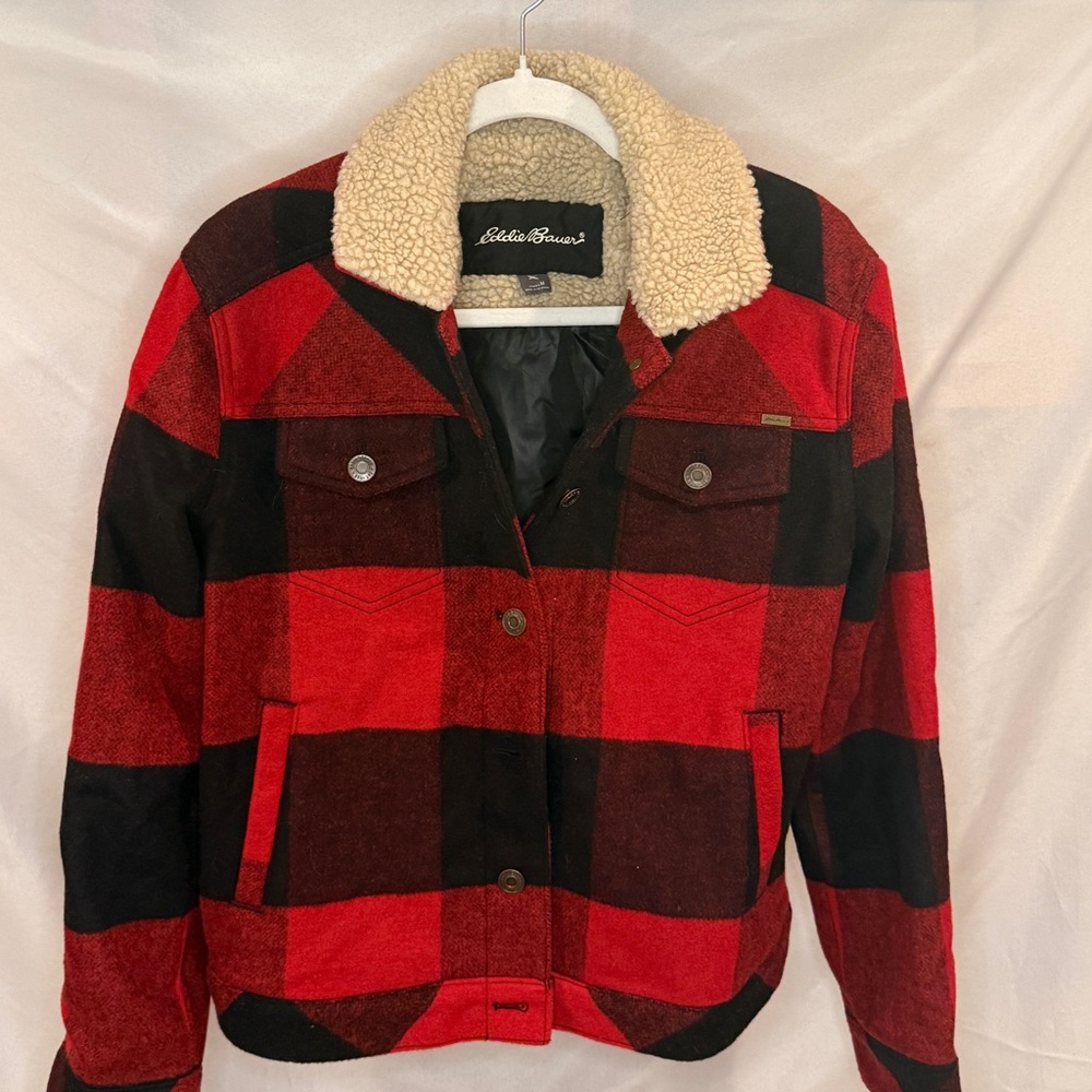 Eddie Bauer Red Jacket with Shearling Lining